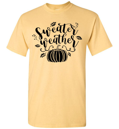 Sweater Weather Pumpkin Fall Graphic T-Shirt Top