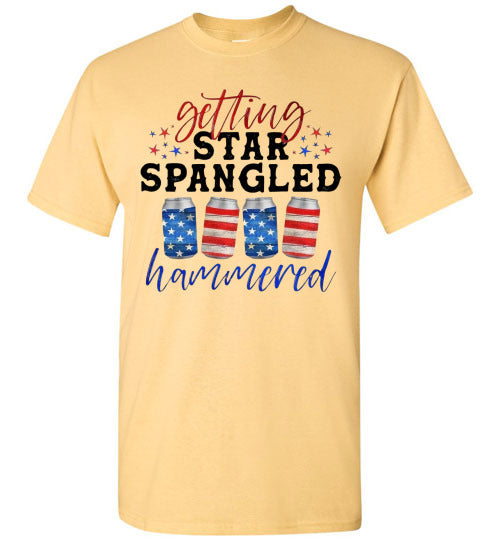 Getting Star Spangled Hammered Funny Patriotic Drinking Graphic Tee Shirt Top T-Shirt