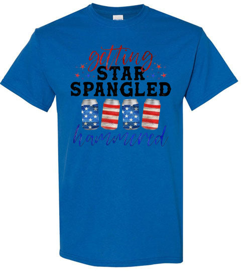 Getting Star Spangled Hammered Funny Patriotic Drinking Graphic Tee Shirt Top T-Shirt