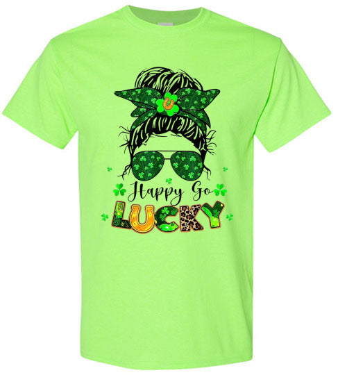 Happy Go Lucky St Patrick's Day Graphic Tee Shirt Top T-Shirt