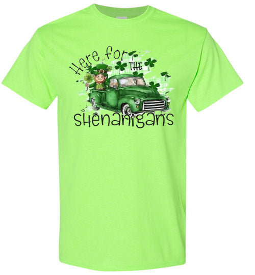Here For The Shenanigans Funny St Patrick's Day Tee Shirt Top T-Shirt