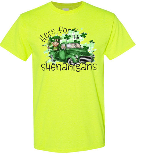 Here For The Shenanigans Funny St Patrick's Day Tee Shirt Top T-Shirt