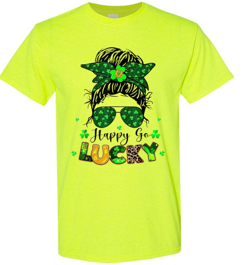 Happy Go Lucky St Patrick's Day Graphic Tee Shirt Top T-Shirt