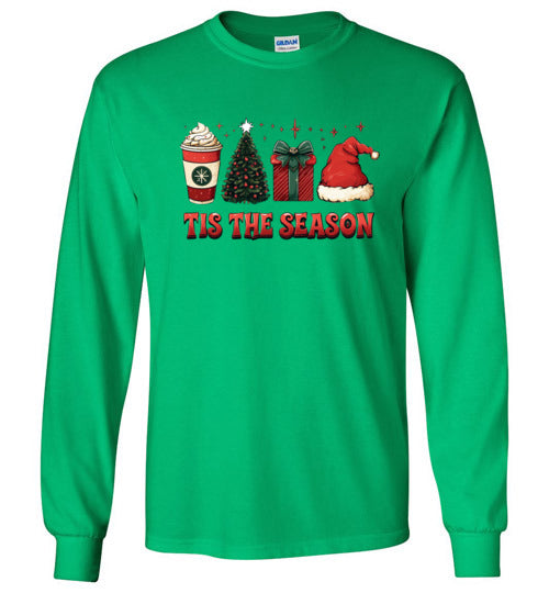 Tis The Season Long Sleeve Christmas Holiday Tee Shrt Top T-Shirt