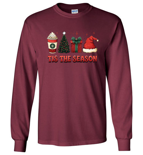 Tis The Season Long Sleeve Christmas Holiday Tee Shrt Top T-Shirt