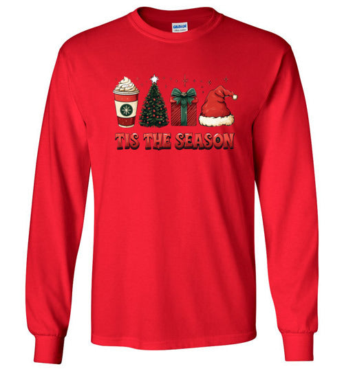 Tis The Season Long Sleeve Christmas Holiday Tee Shrt Top T-Shirt