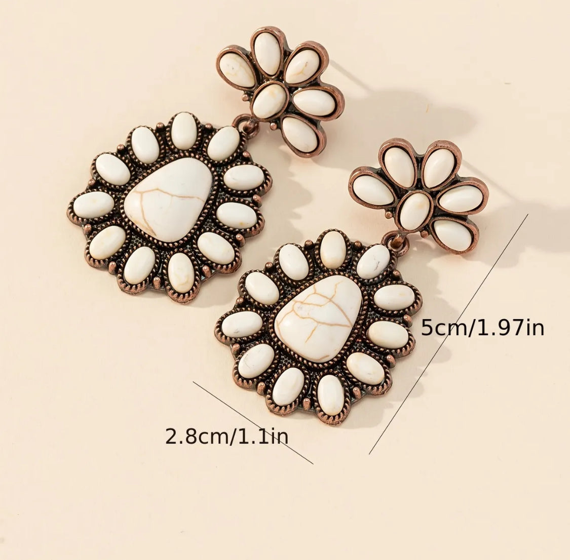 Western White Earrings