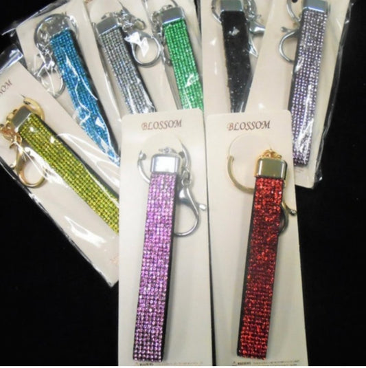 6 Pack 4.5" Double Sided Crystal Stone Strap Keychains w/ Clip