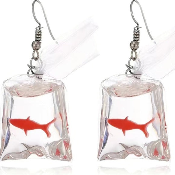 058 Adorable Fun Resin Fish Goldfish Earrings Jewelry