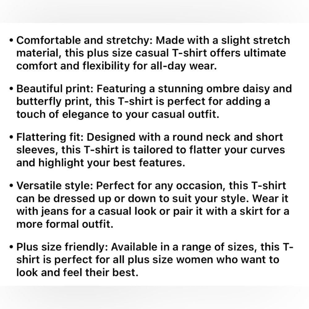 730 ❤️ 4X Plus Size Ombre Daisy & Butterfly Print Short Sleeve T-shirt Tee Shirt