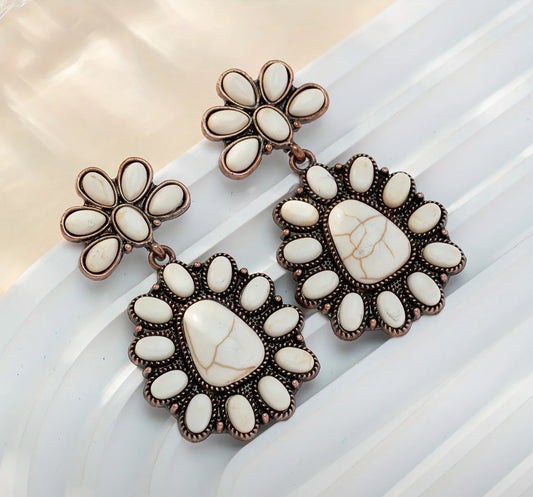 Western White Earrings