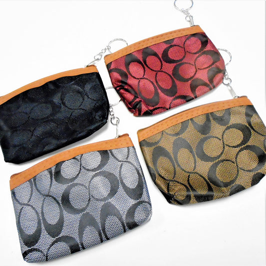 Six Pack 4.5" Fashionable Zipper Coin Bag w/ Keychain Wholesale Lot