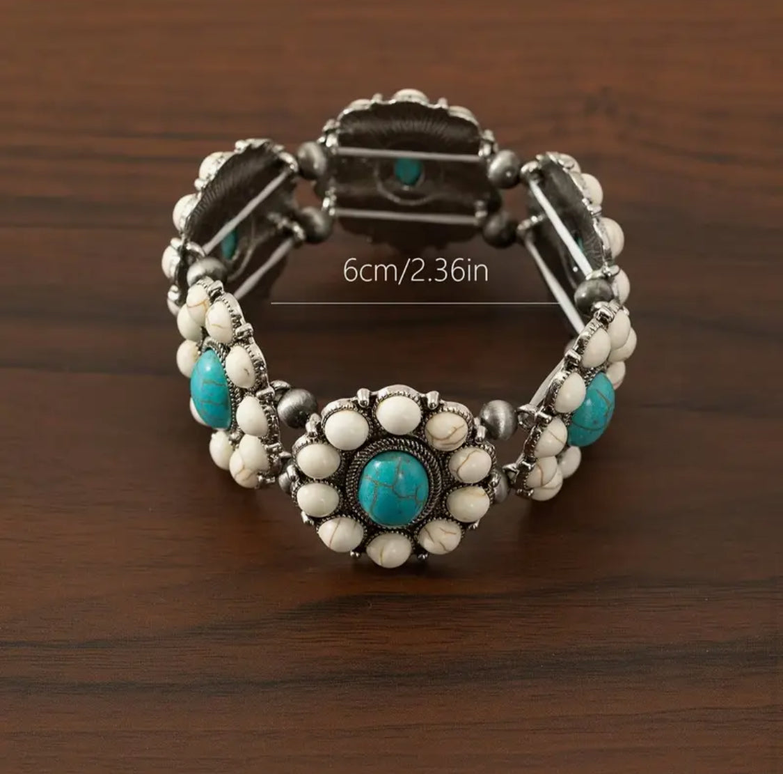 Turquoise Western Beaded Stretch Bracelet