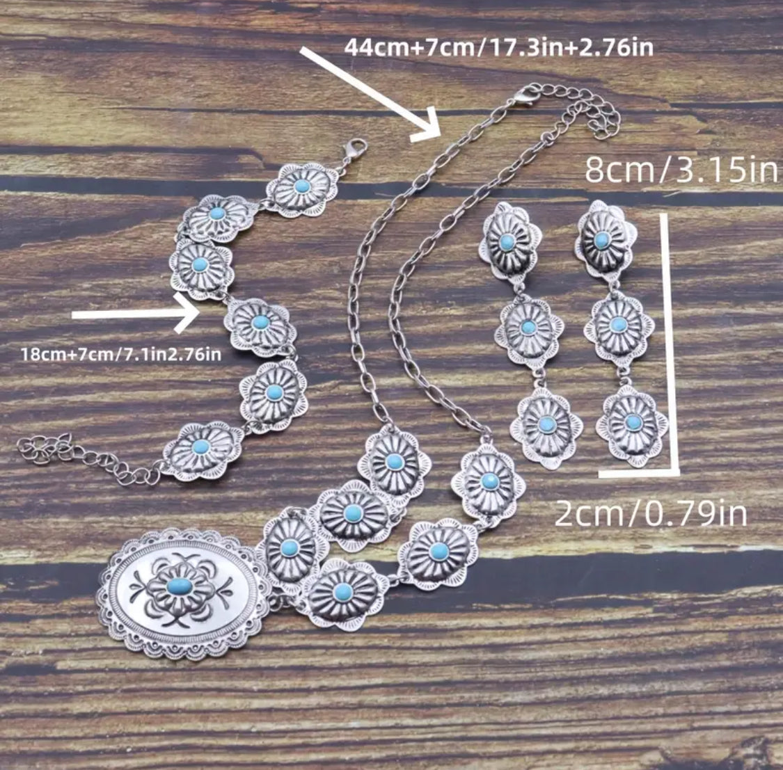 3 Piece Western Turquoise Set
