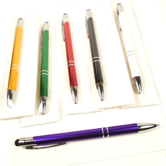 6 Pack of 6" Fashion Ball Point Pen w/ Stylus Top Mixed Wholesale Lot