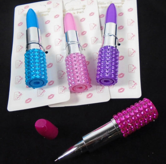 6 Pack 4" Glamour Acrylic Stone Lipstick Pens
