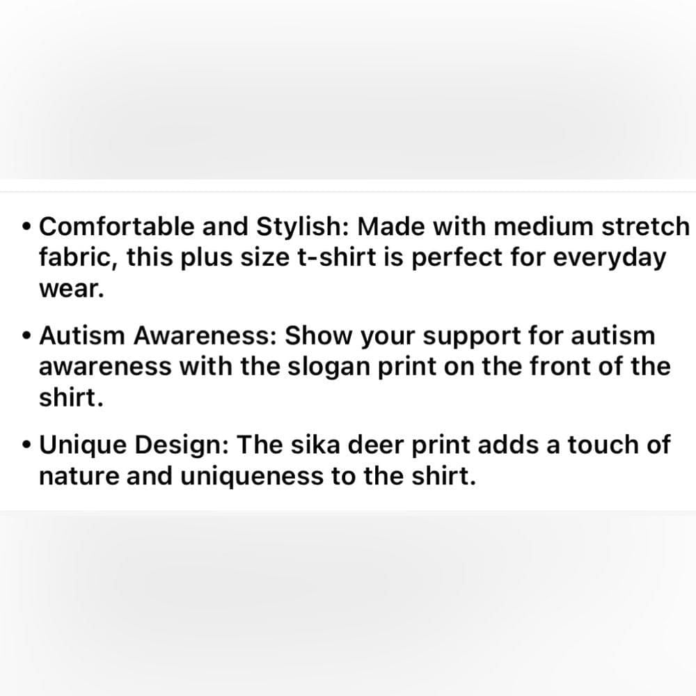 701 ❤️ 4X Plus Size Autism Awareness Graphic Print Top Giraffe T-shirt