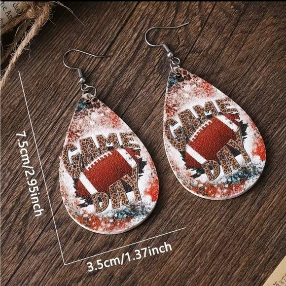 054 Game Day Football Earrings Jewelry
