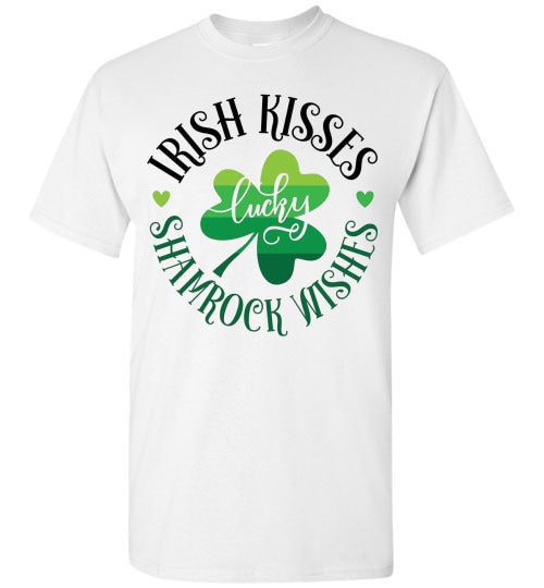 Irish Kisses Shamrock Wishes St Ptrick's Day Irish Clover Top Tee Shirt