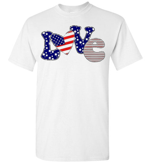 Love America Patriotic Graphic Tee Shirt Top T-Shirt