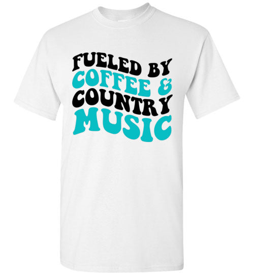 Fueled By Coffee & Country Music Graphic Tee Shirt Top T-Shirt