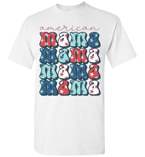 American Mama Patriotic Americana Graphic Tee Shirt Top T=Shirt