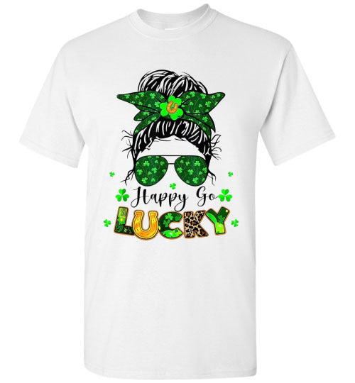 Happy Go Lucky St Patrick's Day Graphic Tee Shirt Top T-Shirt