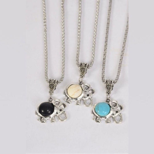 75029 ❤️ 1 Dozen Silver Elephant Chain Necklace Wholesale Lot Box