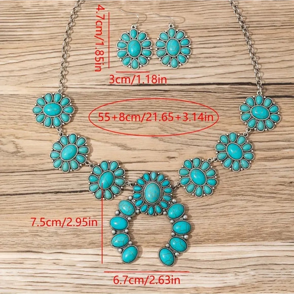 Western Country Cowgirl Southwestern Necklace Earring Jewelry Set
