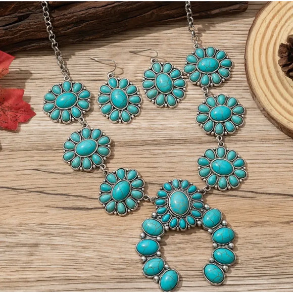 Western Country Cowgirl Southwestern Necklace Earring Jewelry Set