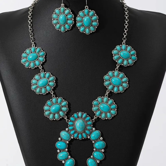 Western Country Cowgirl Southwestern Necklace Earring Jewelry Set