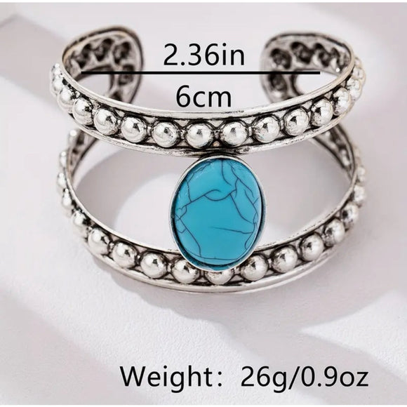 Western Country Cowgirl Southwestern Blue Turquoise Inlay Bracelet