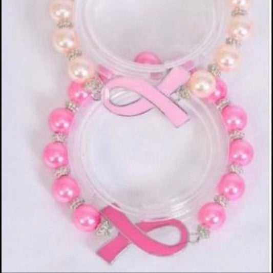 25815 1 Dozen Pink Ribbon Breast Cancer Awareness 12 mm Bracelets