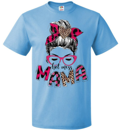 Hot Mess Mama Messy Bun Tee Shirt Top T-shirt