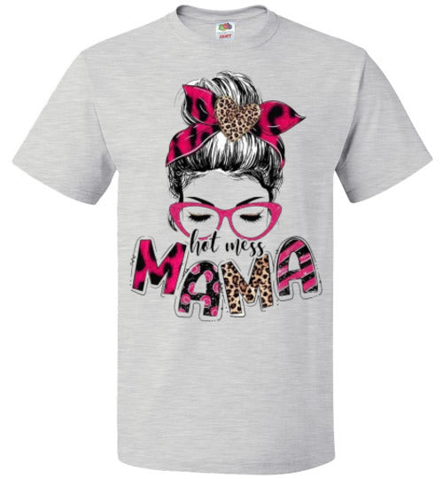 Hot Mess Mama Messy Bun Tee Shirt Top T-shirt