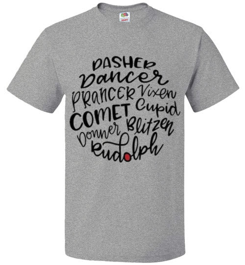 Reindeer Rudolph Christmas Holiday Tee Shirt Top T-Shirt