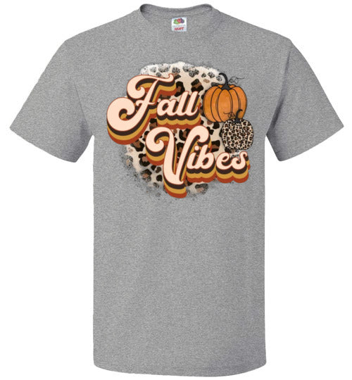 Fall Vibes Leopard Pumpkin Tee Shirt Top T-Shirt