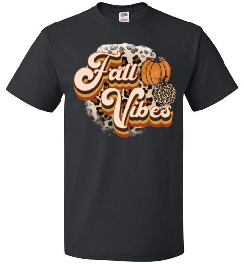 Fall Vibes Leopard Pumpkin Tee Shirt Top T-Shirt