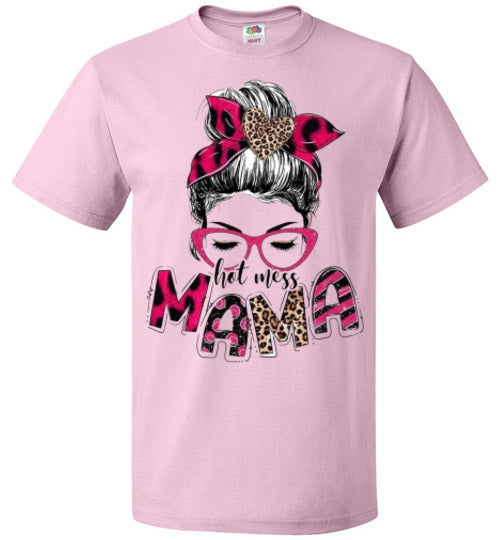 Hot Mess Mama Messy Bun Tee Shirt Top T-shirt