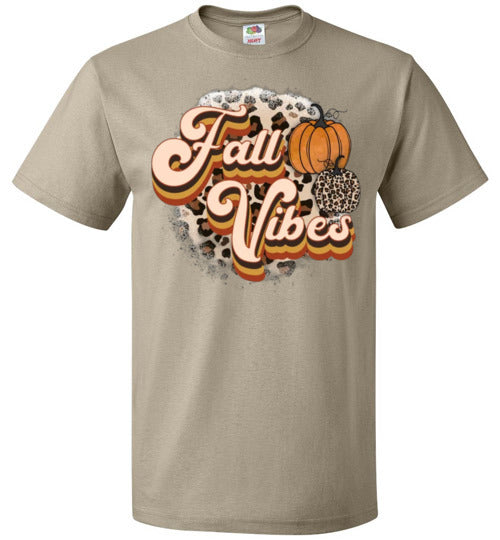 Fall Vibes Leopard Pumpkin Tee Shirt Top T-Shirt