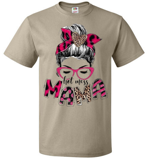 Hot Mess Mama Messy Bun Tee Shirt Top T-shirt