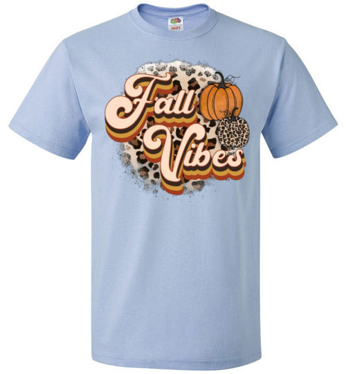 Fall Vibes Leopard Pumpkin Tee Shirt Top T-Shirt