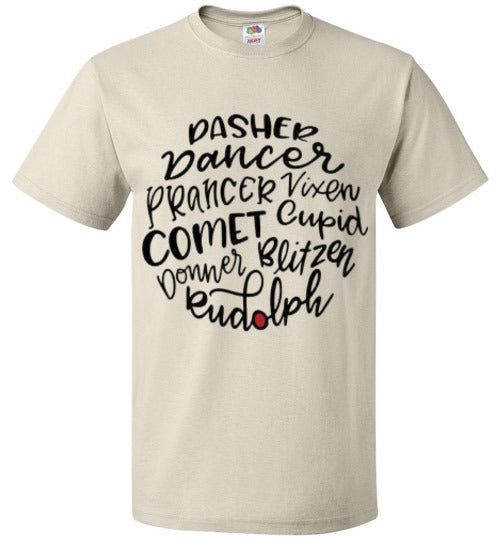 Reindeer Rudolph Christmas Holiday Tee Shirt Top T-Shirt