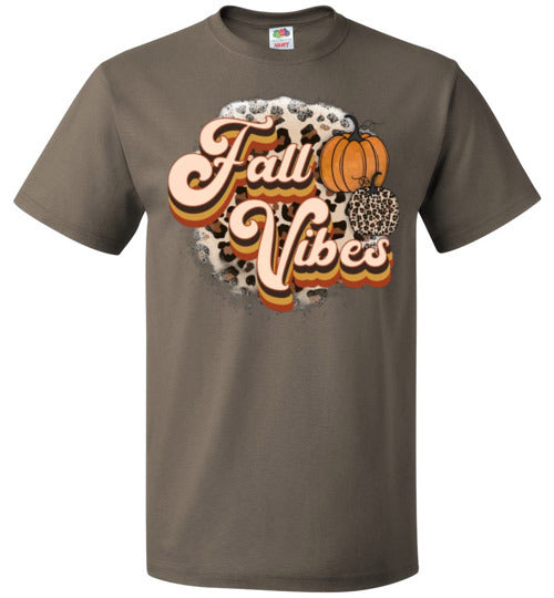 Fall Vibes Leopard Pumpkin Tee Shirt Top T-Shirt