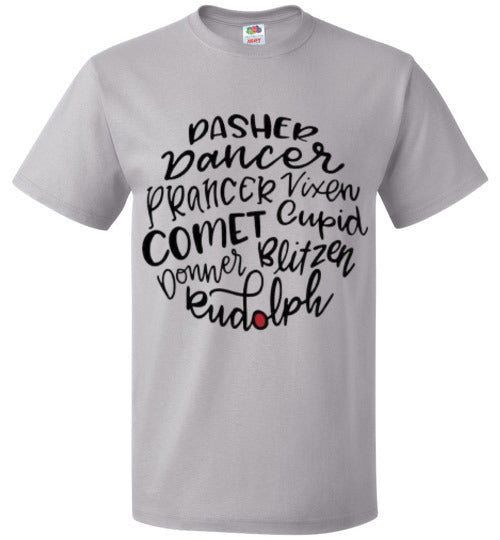 Reindeer Rudolph Christmas Holiday Tee Shirt Top T-Shirt