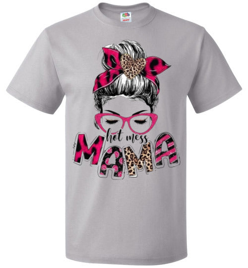 Hot Mess Mama Messy Bun Tee Shirt Top T-shirt