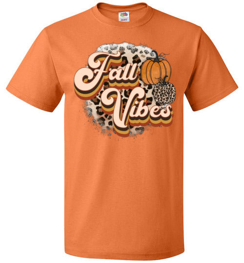 Fall Vibes Leopard Pumpkin Tee Shirt Top T-Shirt