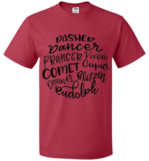 Reindeer Rudolph Christmas Holiday Tee Shirt Top T-Shirt