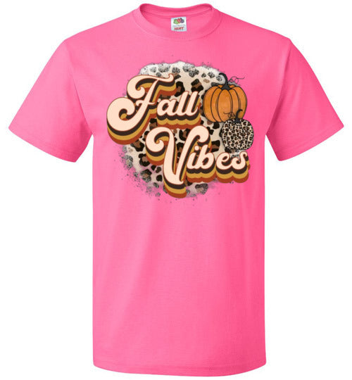 Fall Vibes Leopard Pumpkin Tee Shirt Top T-Shirt