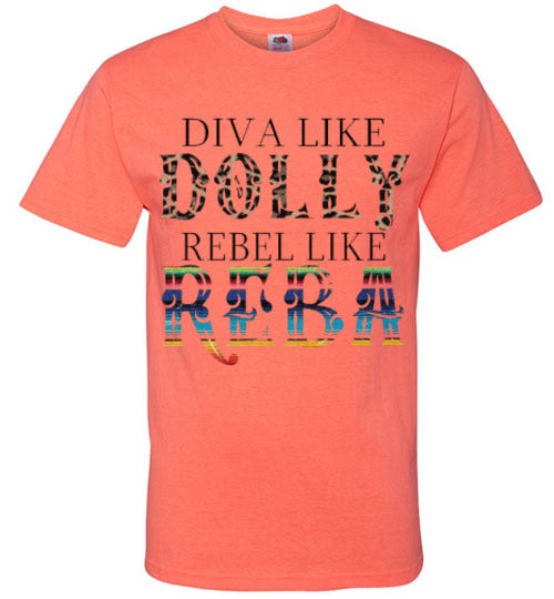 Diva Like Dolly Rebel Like Reba Funny Country Tee Shirt Top T-Shirt